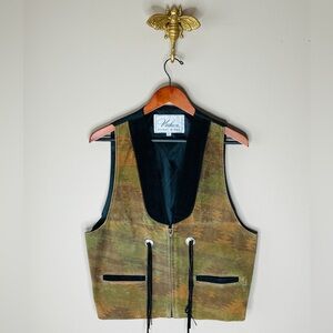 MENS Vintage Suede leather Western Vest VICHEN of USA sz XL